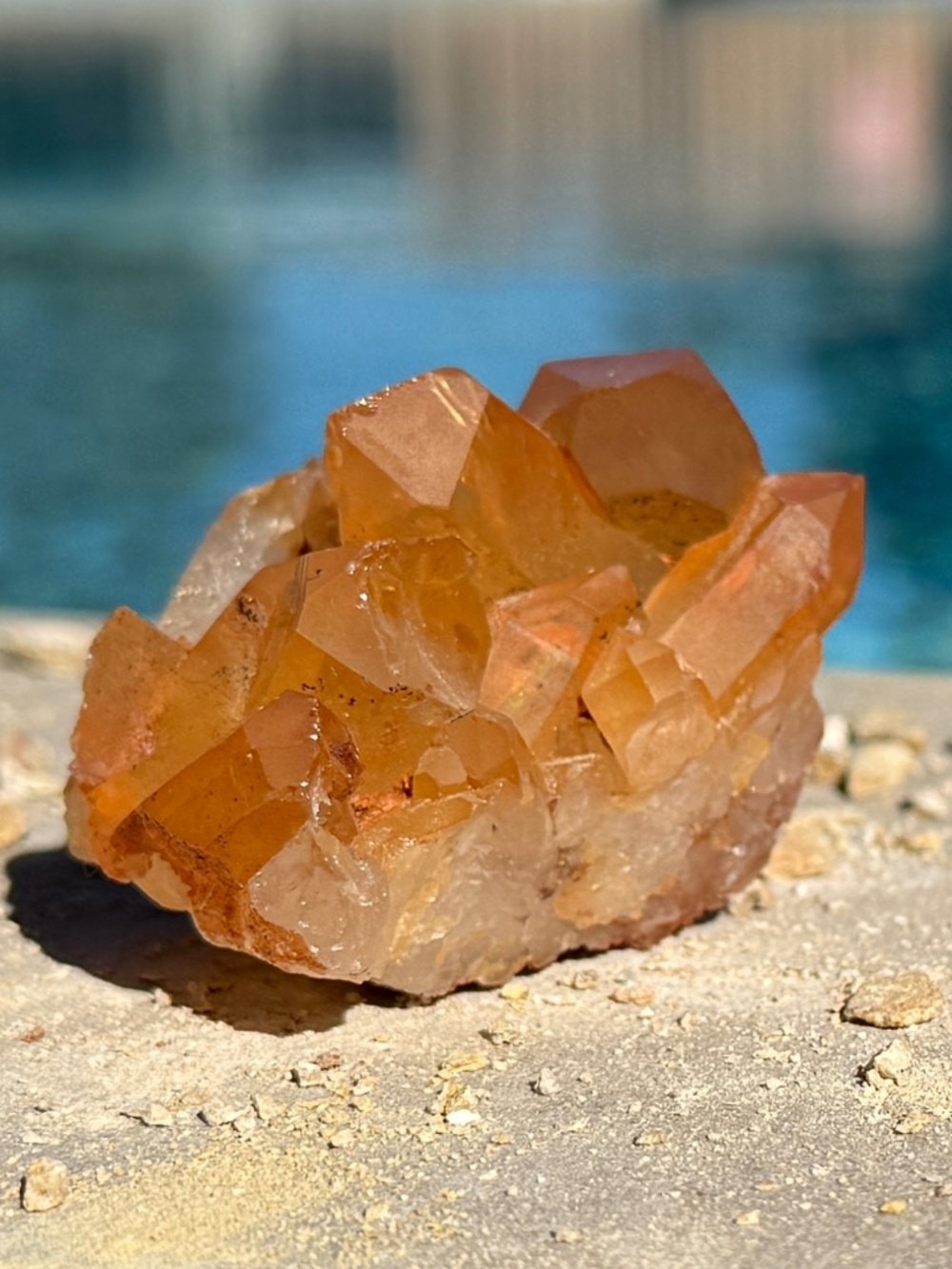 Brazilian Saintinho Mine Foot Point Raw Bottom Tangerine Quartz Cluster Crystal